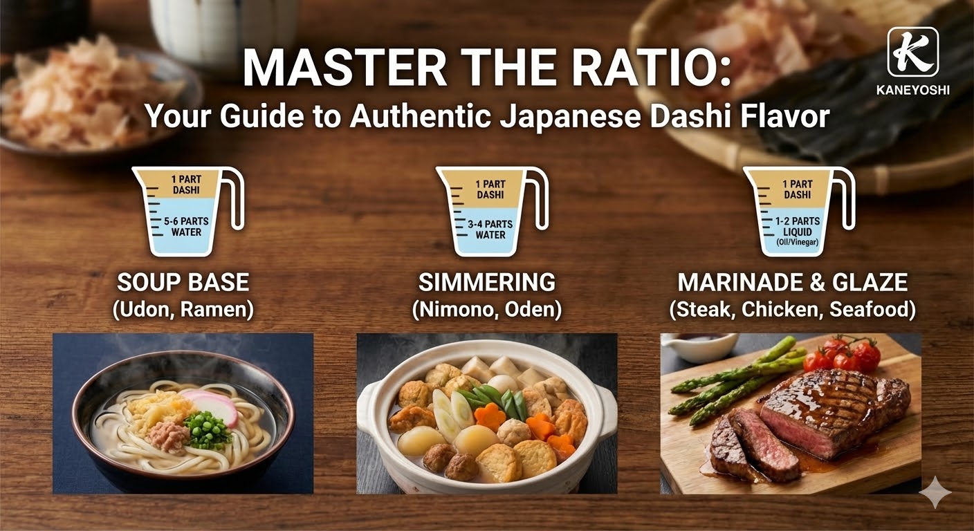 Dashi used in a warm noodle dish