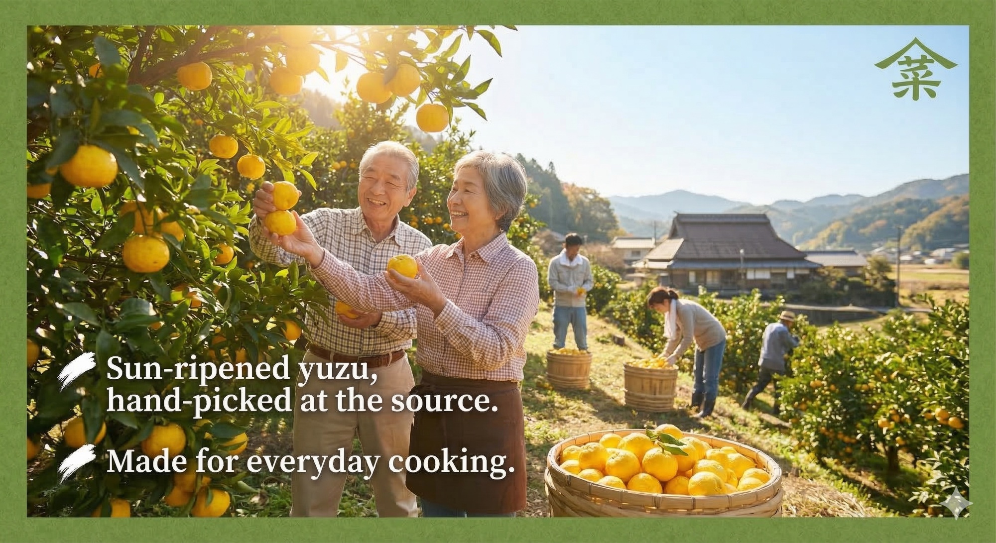 Japanese citrus growers in an orchard